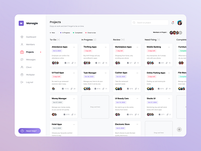 Managie - Project Menu by Jëlly for Agensip UI UX Agency on Dribbble