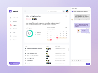 Managie - Detail Project app art chat chatting clean dashboad design desktop detail management member project task team ui uidesign uiux uiuxdesign ux website