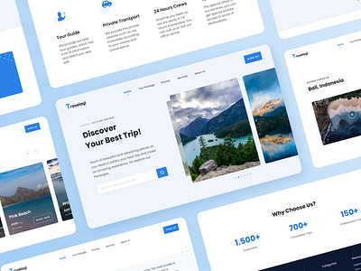 Travel Apps Landing Page - Travelagi Blue ver. app app design blue clean detail holiday landing page promo tour travel trip ui uidesign uiux