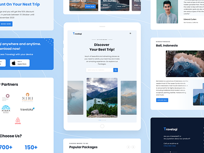 Travelagi - Travel Apps Landing Page iPad app clean design desktop detail holiday ipad responsive section tablet travel trip ui uidesign uiux website