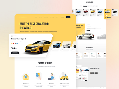 CARENTZ - Landing Page app app design car clean desktop detail landing page rent testimonials ui ux uidesign web website