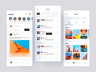 Sosyel - Social Media Mobile App mobile app mobile app social media mobile app ui mobile app ui social media mobile social media mobile social media explore mobile social media most recent social media activity social media app social media exploration social media home social media notification social media post social media stories social media trending social media ui