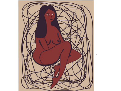 Confusing thoughts. illustration female woman