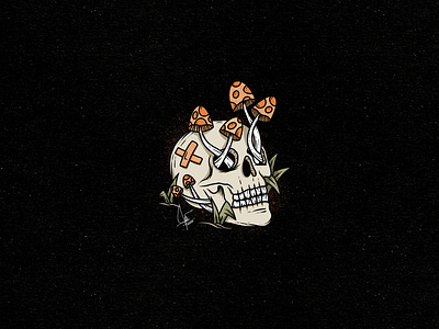 fungus skull art artwork branding design illustration logo skateboard tshirt tshirtdesign vector