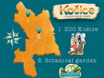 Map of city Kosice book illustration illustration kids