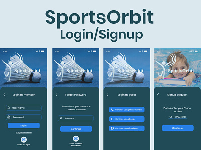 SportsOrbit Login Signup Screens branding design login login screen loginsignup mobile app mobile design mobile ui signup sportsorbit sportsorbit