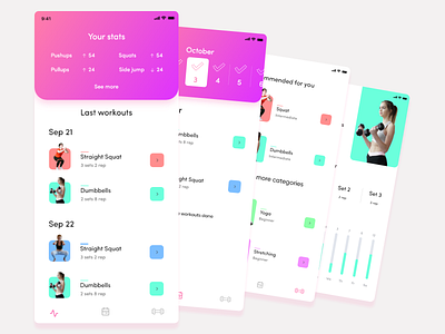 Fitness app adobexd blue fitness app fitness app design gym gym app minimal ui mobile app design modern ui design red uiux uiuxdesign