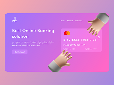 Banking website design concept 3d illustration glassmorphism uiux webdesigns website website concept website design