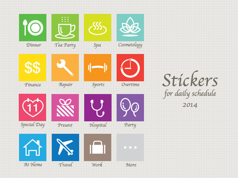 Stickers for daily schedule 2014 sticker icon simple schedule