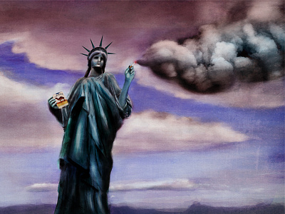 Smoking Liberty digital art digital paint editorial illustration painting