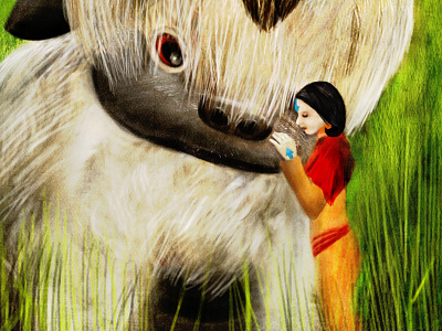 Jinora with Bison