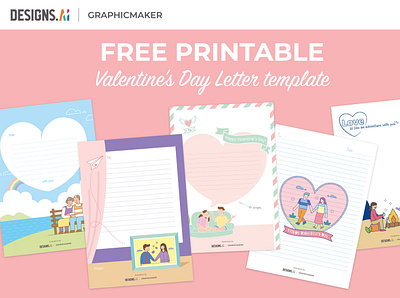 Free Downloadable Valentinesday Letterhead craft designs.ai february illustrations letterhead letters love valentine day