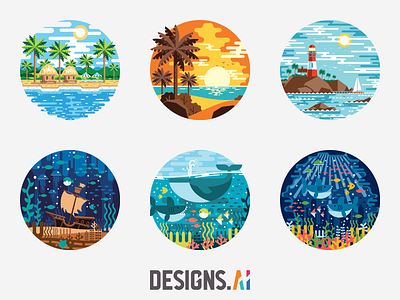 Scenic SVG's :) design designs.ai flat icons illustrations isometric line scenary scenic underwater