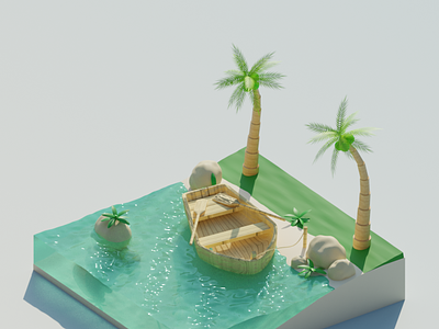Tropic Landscape 3D 3d 3d art blender boat tropic