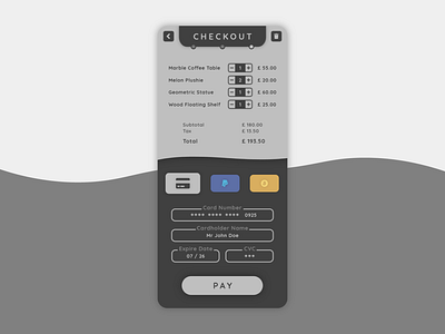 DailyUI #002 - Credit Card Checkout adobe illustrator adobe xd app checkout checkout page checkout screen daily 100 challenge daily ui dailyui minimal minimalism modern design noir theoretical ui user interface ui ux