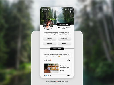 DailyUI #006 - User Profile adobe illustrator adobe xd app archery clean ui daily 100 challenge daily ui dailyui minimalism mobile app design modern design neumorphic neumorphism profile profile design trends 2020 ui user profile ux