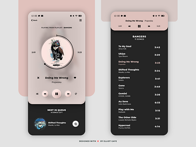 DailyUI #009 - Music Player adobe illustrator adobe xd clean ui colour daily 100 challenge daily ui dailyui dark theme dark ui minimalism mobile app design modern design modernism music album music app music player music streaming theoretical ui ux