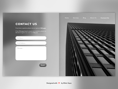 DailyUI #028 - Contact Us adobe illustrator adobe xd black and white blur building daily 100 challenge daily ui dailyui ease of use greyscale minimalism modern design monochromatic neumorphism neutral simplicity straight forward theoretical ui ux