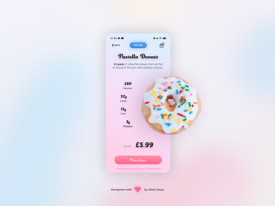 DailyUI #036 - Special Offer adobe xd colour colourful daily 100 challenge daily ui dailyui donut donut shop gradient design marketplace minimalism mobile app design modernism neumorphism nutrition facts offer special offer theoretical ui ux