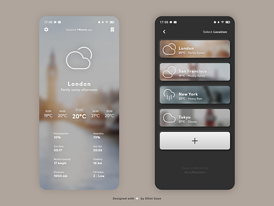 DailyUI #037 - Weather adobe illustrator adobe xd cities daily 100 challenge daily ui dailyui informational minimalism mobile app design modern design modernism negative space neumorphism simplicity stylish ui ux weather weather app weather forecast