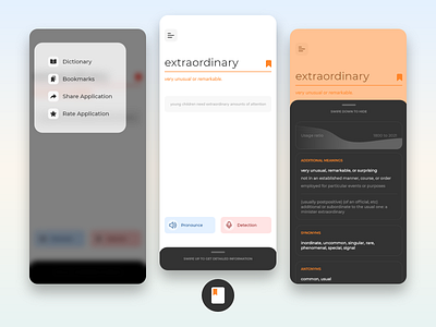 Minimal Dictionary App - Main Screen app blur clean design dictionary flat minimal orange