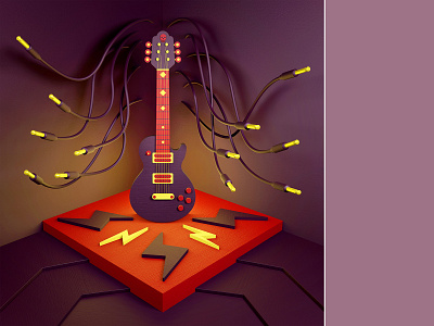 Guitar celebration corner design guitar illustration music set design
