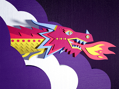 Spitfire dragon dragon illustration set design wood