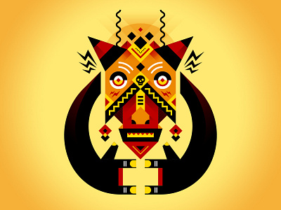 Rockmask black geometric mask music orange pattern red rock tribal yellow