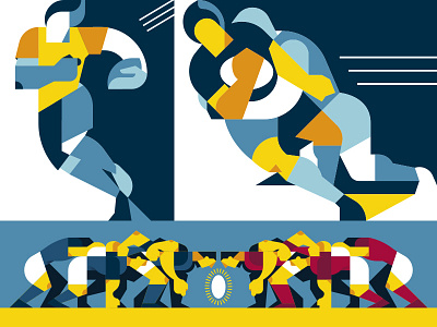 Rugby Actions action geometric illustration rugby scrum sport team