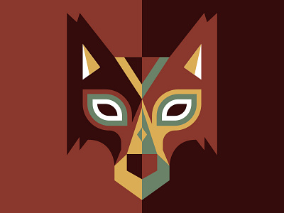 Wood animals series - Wolf animal geometric illustration wolf wood
