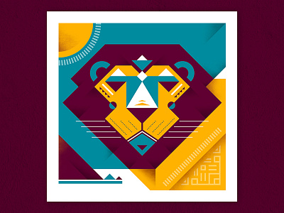 Lion animal geometric illustration jungle king lion odd pattern poster