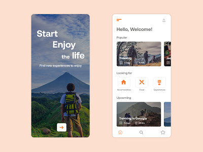TraJoy - Travel App adventure app booking clean design find food icons ios location minimal mobile ui place popular search time travel trip ui white