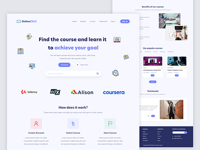 Learning Platform Website UI clean course course website courses design e learning education landing page learning learning platform online education online learning platform training ui web web page web ui webdesign website