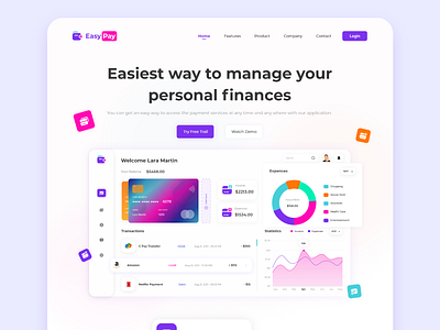 EasyPay - E-Wallet Landing Page bank banking business card payment clean credit card debit card design ewallet finance landing page payment ui user experience user interface ux wallet web web ui website