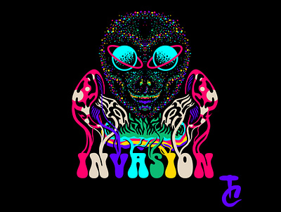 invasion alien apparel design branding californiaclothing clothing clothingapparel clothingbrand design illustration invasion mushroom pin streetwear trippy vector