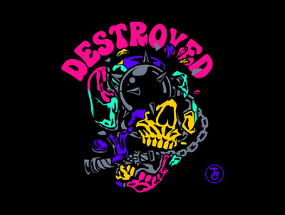 destroyed apparel design branding californiaclothing clothing clothingapparel clothingbrand design illustration neon skull streetwear vector