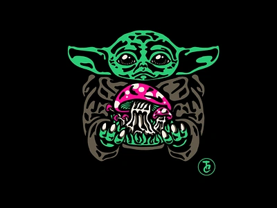 yoda apparel design branding californiaclothing clothing clothingapparel clothingbrand design illustration mushroom starwarsday trippy yoda