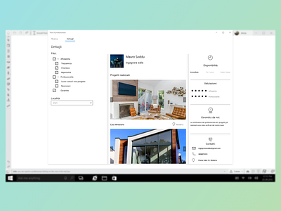 Search&contact feature for a BIM software adobe xd fluent design ui