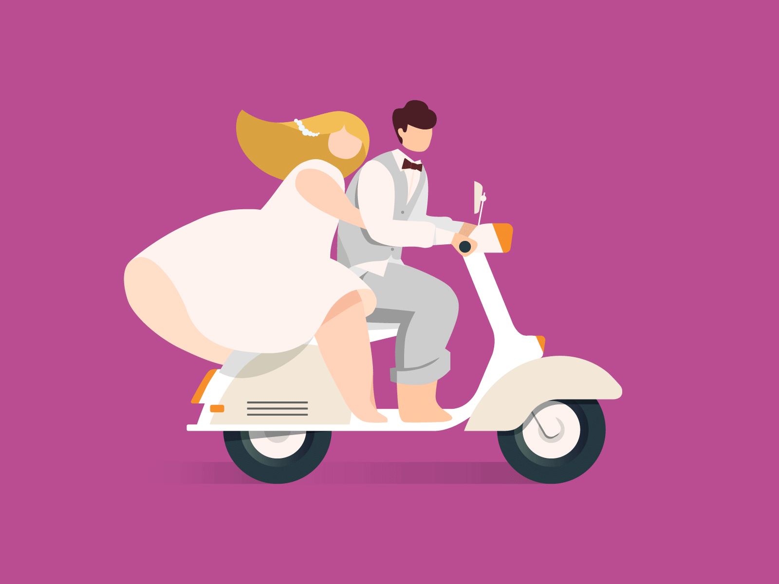 1 Year Anniversary anniversary bride couple graphic design illustration marriage one scooter wedding year