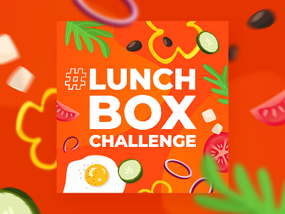 LunchBox Challenge challenge fried egg graphic design green lunch lunchbox olives onion orange paprika salad social media tomatoes vegetables