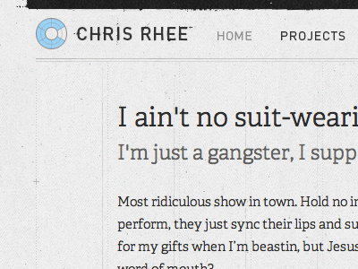 Chris Rhee: Personal Site adelle din grunge personal typekit web website wordpress