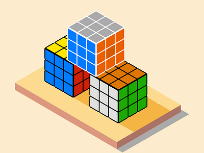 Flat Design Isometric - Rubik 3x3 #2 3d design flat design graphic design illustration isometric isometrik vector