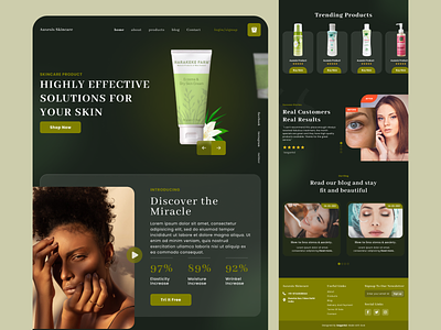 Skincare Web Page Design By Sagar KD landing page design uidesign uiux web design website concept