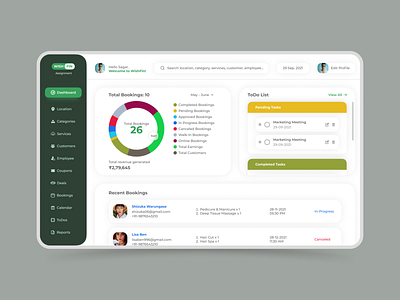 Booking Dashboard Concept By Sagar KD