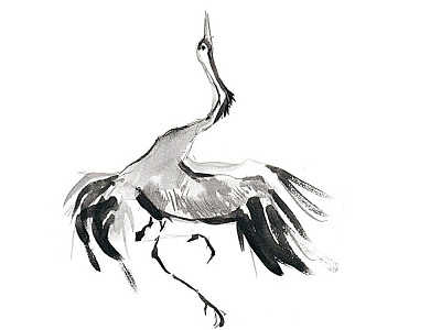 Dancing crane. Hand drawn. 2d art artwork bird crane dance design drawing graphic hand drawn illustraion ink