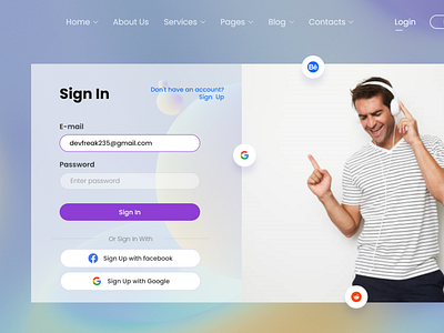 Zema-Tech Sign-In Form adobe xd business clean devfreak digital agency it solution login form minimal saas sign in startup ui web design website zema tech