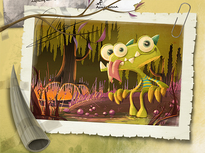 Alien selfie alien character design illustration
