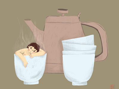 Cup of Tea character digitalart illustration procreate tea