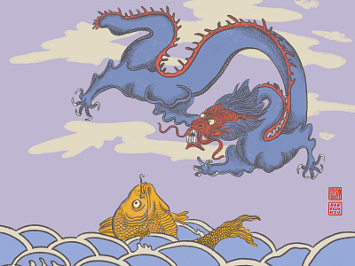 Dragon Fish ceramic dragon fish illustration procreate waves