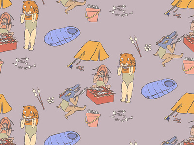 camping character digitalart illustration pattern
